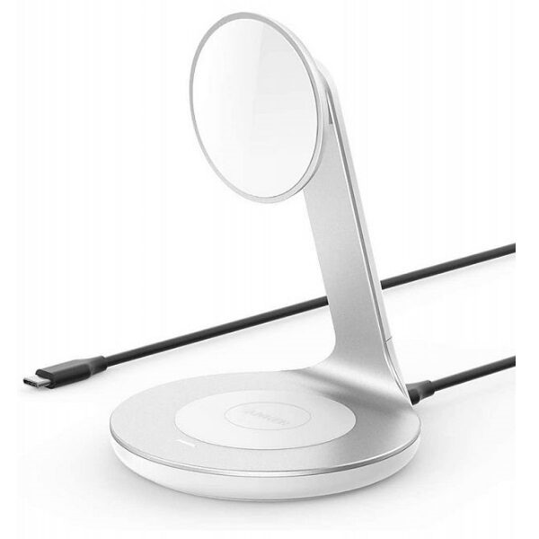 Бесроводное зарядное устройство Anker PowerWave Magnetic 2-in-1 Stand White