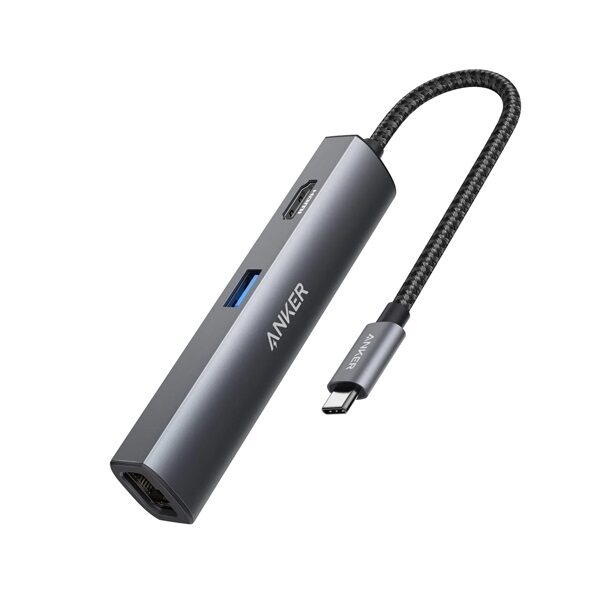 USB-хаб адаптер Anker PowerExpand+ 5-in-1 USB-C Ethernet Hub Gray