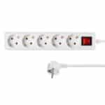 Сетевой фильтр 2E Surge protector 5XSchuko switch, 3G*1.5мм, 1.8м, white — изображение 2