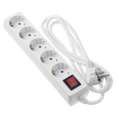 Сетевой фильтр 2E Surge protector 5XSchuko switch, 3G*1.5мм, 1.8м, white