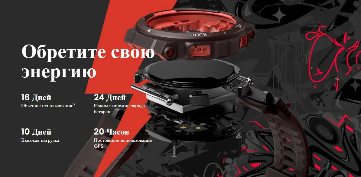 Умные часы Amazfit Active Edge Lava черный Умные часы Amazfit Active Edge Lava черный