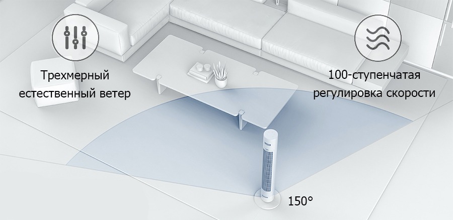 Колонный вентилятор Xiaomi Smart Tower Fan белый Колонный вентилятор Xiaomi Smart Tower Fan белый