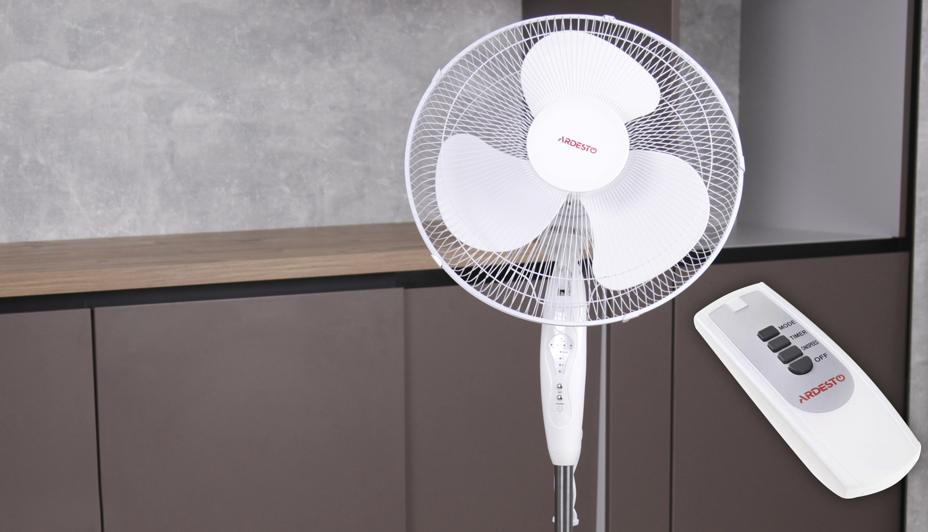 Вентилятор с пультом напольный Floor fan ARDESTO 40см,45Вт белый Вентилятор с пультом напольный Floor fan ARDESTO 40см,45Вт белый